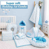 Fareto Baby bedding Essentials 1 Nest | 1 Mattress with net | 1 Carry bed | 1 Bolster set | 1 Carry bag | 1 Portable bed | 1 Feeding pillow | 1 Blanket (0-6M)(F502)