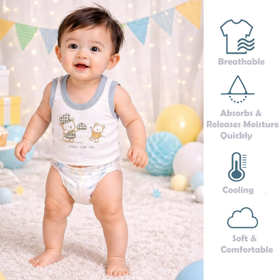 Fareto Newborn Baby Cotton Baniyan Pack of 6 | Soft, Lightweight & Comfortable Vest for Daily Use(F747)