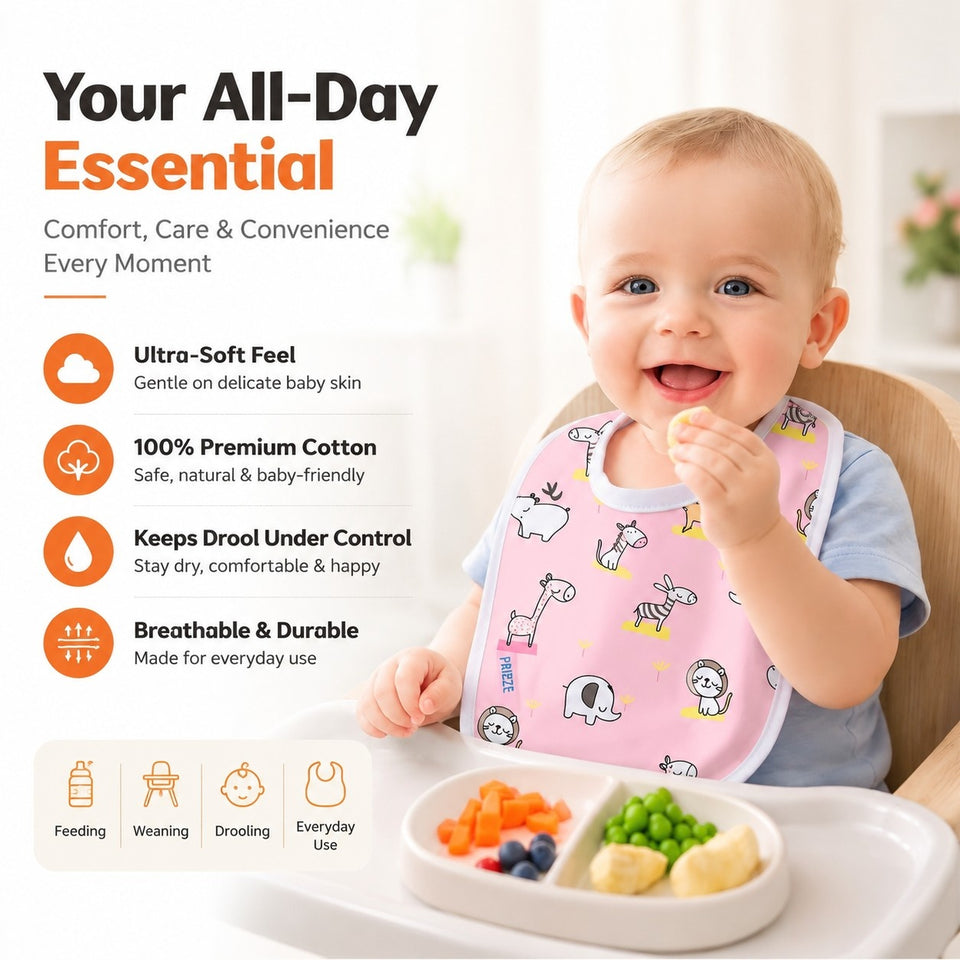 Fareto Baby Bibs Gift Pack | Waterproof | Washable | Double Layer | Pack of 6(0-6 Months)(F42)
