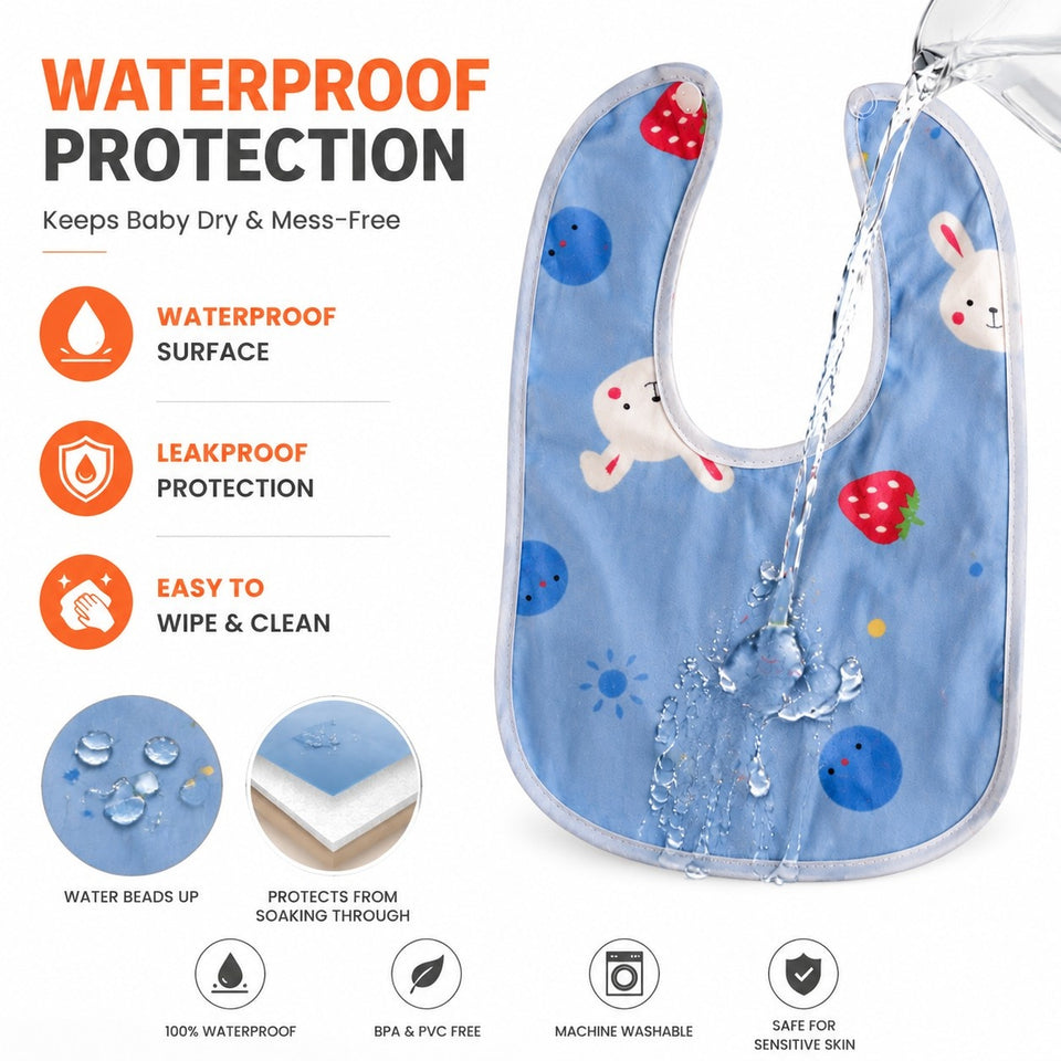 Fareto Baby Bibs Gift Pack | Waterproof | Washable | Double Layer | Pack of 6(0-6 Months)(F42)