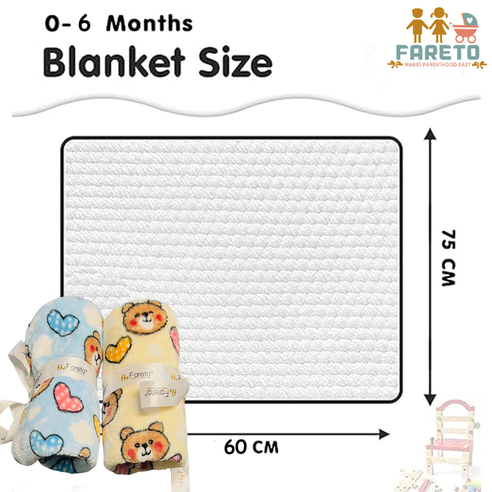 FARETO BABY KIDS SUPER SOFT PREMIUM QUALITY WINTER BLANKET ( PACK OF 2) (0-12 MONTHS)