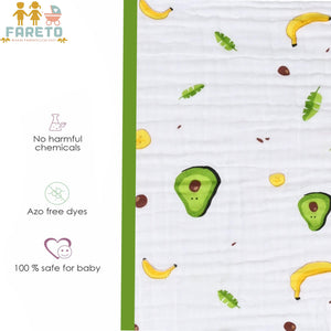 FARETO BABY SUPER SOFT 100% COTTON MUSLIN 6 LAYER BLANKET FOR (0-3 YEAR)(PACK OF 1)(SIZE.110* 104CM)