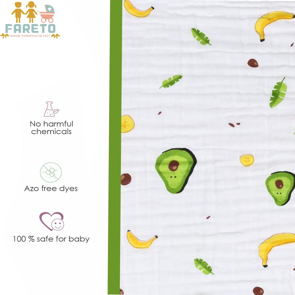 FARETO BABY SUPER SOFT 100% COTTON MUSLIN 6 LAYER BLANKET FOR (0-3 YEAR)(PACK OF 1)(SIZE.110* 104CM)