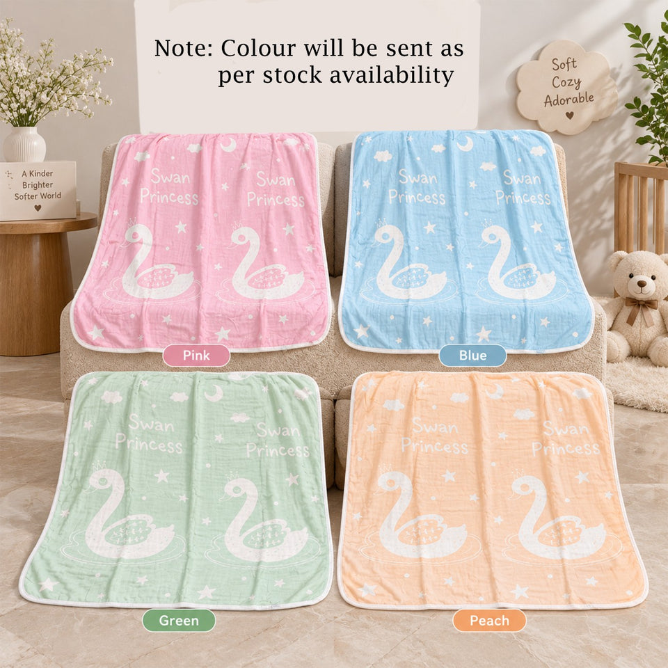 FARETO BABY SUPER SOFT 100% COTTON MUSLIN 6 LAYER BLANKET FOR (0-4 YEAR)(PACK OF 1)(SIZE.100* 100CM)(F801)