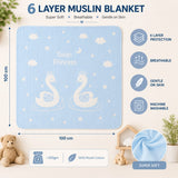 FARETO BABY SUPER SOFT 100% COTTON MUSLIN 6 LAYER BLANKET FOR (0-4 YEAR)(PACK OF 1)(SIZE.100* 100CM)(F801)