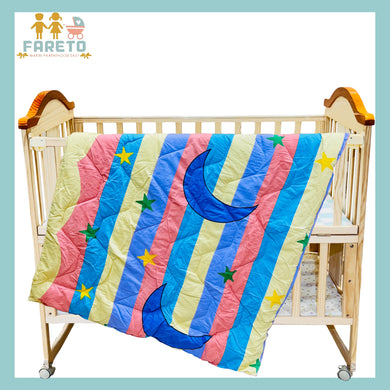 Fareto Baby & Kids Reversible Super Soft Blanket Comforter (Size:136CM*118CM)(0-8 Years)(Moon_Star_Comforter )