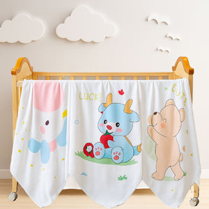 Fareto  Super Soft Baby  Blanket | Cute Cartoon Bear Design | Muslin blanket | Skin-Friendly & Lightweight | Perfect for Newborn Gifting |(Pack of 1) (115x102 cm)(0-3Years)(Designs May Vary)(F603)