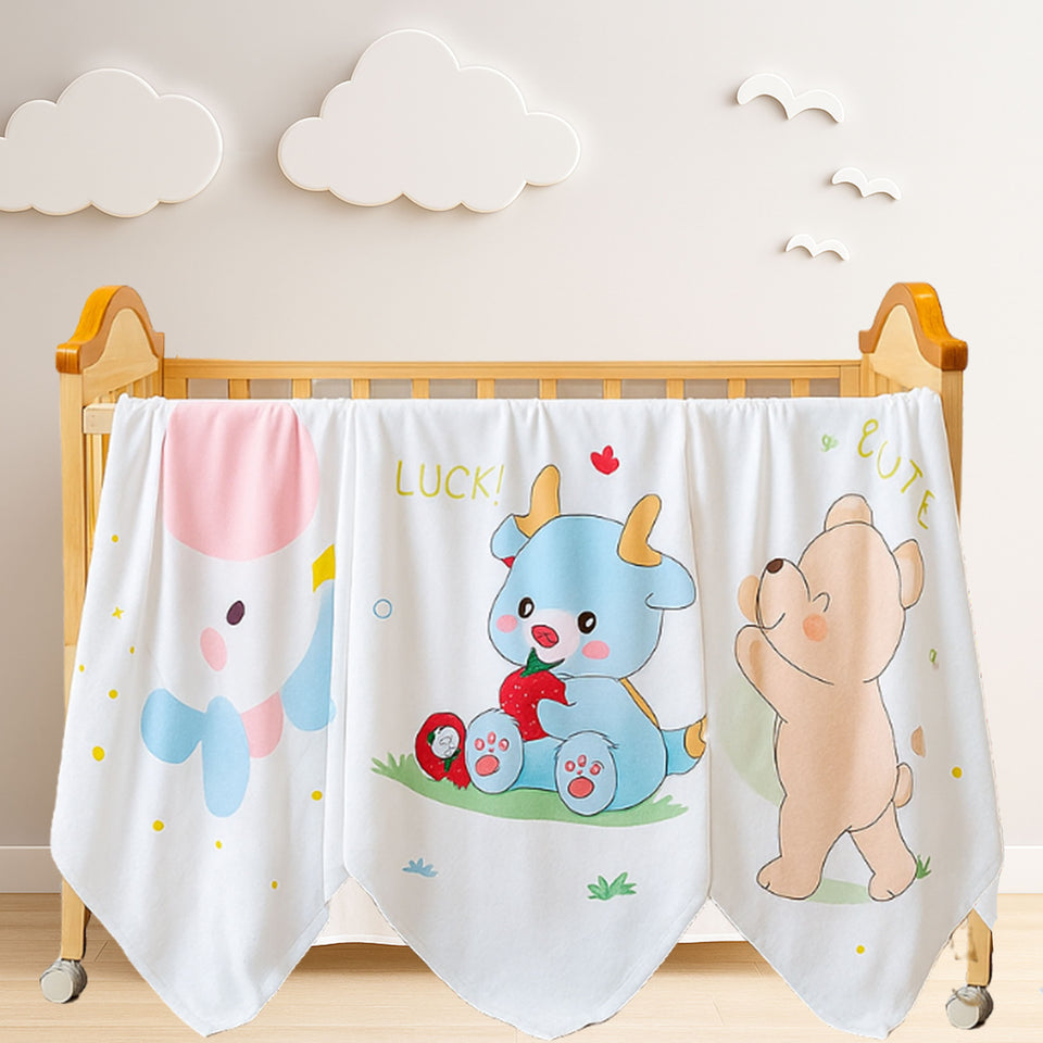 Fareto  Super Soft Baby  Blanket | Cute Cartoon Bear Design | Muslin blanket | Skin-Friendly & Lightweight | Perfect for Newborn Gifting |(Pack of 1) (115x102 cm)(0-3Years)(Designs May Vary)(F603)