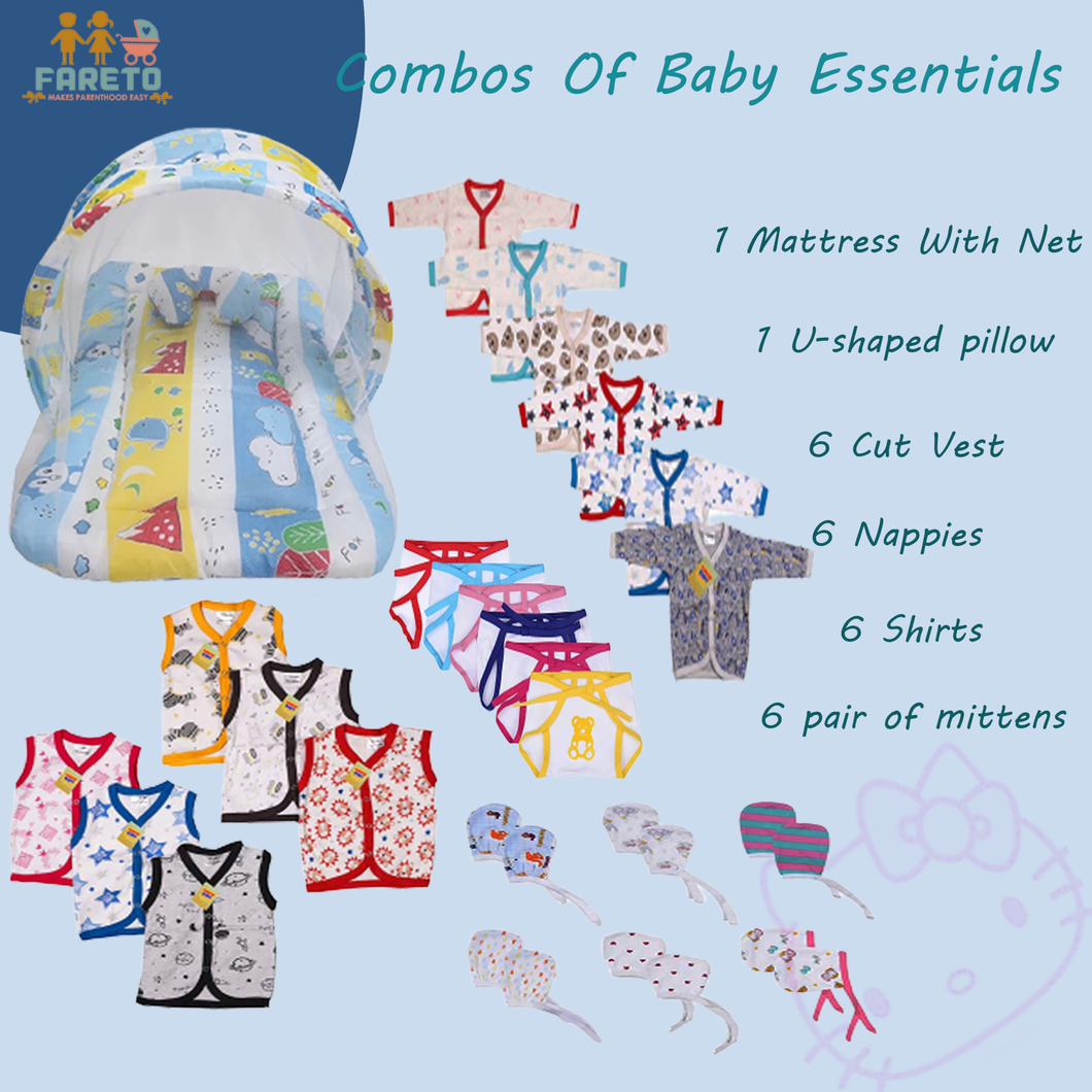 Fareto 26 in 1 New Born Baby Complete Daily Esentials | Gift Pack | Combo Set | (0-3 Months)
