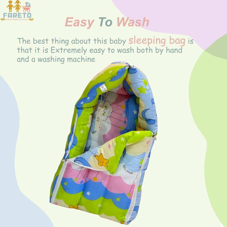 FARETO COMPLETE BEDDING SET ESSENTIALS COMBO FOR BABY (0-6 MONTHS)(New-Star-Blue)