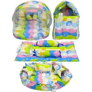 FARETO COMPLETE BEDDING SET ESSENTIALS COMBO FOR BABY (0-6 MONTHS)(New-Star-Blue)