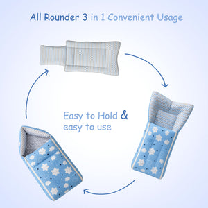 Fareto Complete Bedding Set essentials Combo For Baby (0-6 Months)(cloud blue)