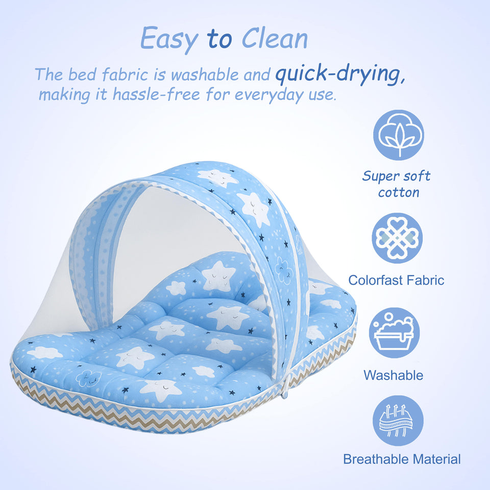Fareto Complete Bedding Set essentials Combo For Baby (0-6 Months)(cloud blue)