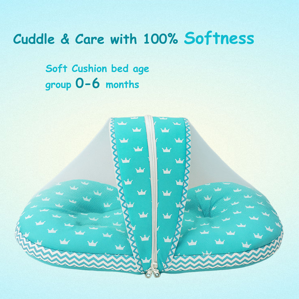 Fareto New Born Baby Full Bedding Set Combo (Crown Blue) (0-6 Months)