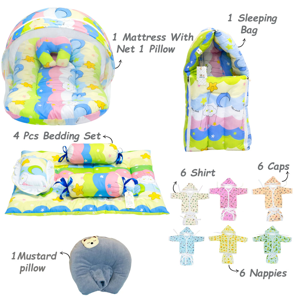 Fareto New Born Baby Summer Hospital Essentials 62in1 (0-6M)(F282)