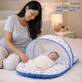 Fareto Combo of Baby Bed with Net | Carry Bag | 4 Pcs Bedding Set (0-6 Months)(F161)