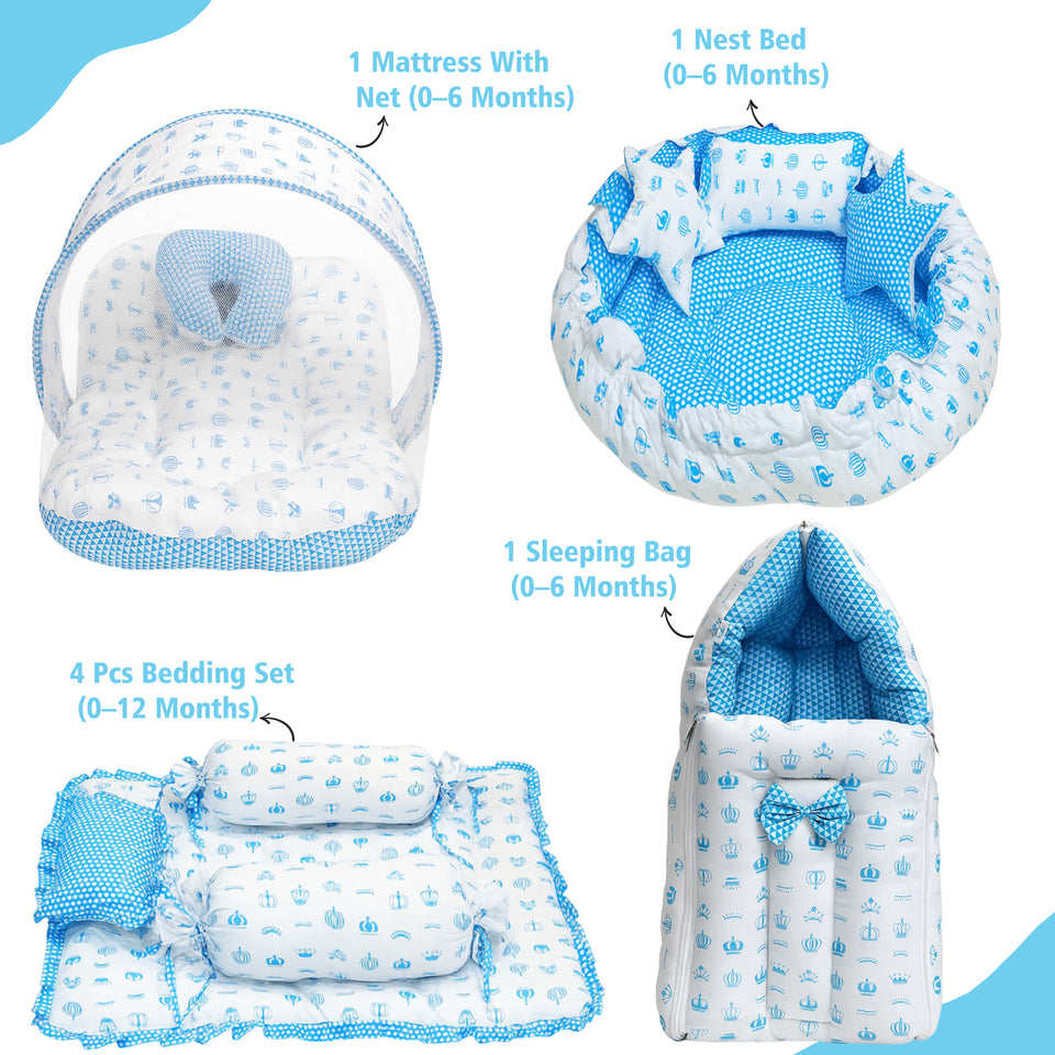 FARETO COMPLETE BEDDING SET ESSENTIALS COMBO FOR BABY (0-6 MONTHS)( TAJ  )(F361)