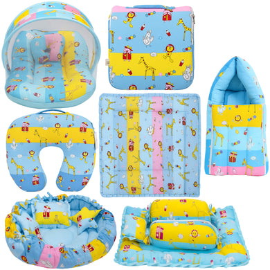 Fareto Baby bedding Essentials 1 Nest | 1 Mattress with net | 1 Carry bed | 1 Bolster set | 1 Carry bag | 1 Portable bed | 1 Feeding pillow | 1 Blanket (0-6M)