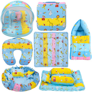 Fareto Baby bedding Essentials 1 Nest | 1 Mattress with net | 1 Carry bed | 1 Bolster set | 1 Carry bag | 1 Portable bed | 1 Feeding pillow | 1 Blanket (0-6M)