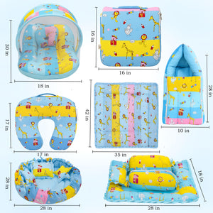 Fareto Baby bedding Essentials 1 Nest | 1 Mattress with net | 1 Carry bed | 1 Bolster set | 1 Carry bag | 1 Portable bed | 1 Feeding pillow | 1 Blanket (0-6M)