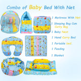 Fareto Baby bedding Essentials 1 Nest | 1 Mattress with net | 1 Carry bed | 1 Bolster set | 1 Carry bag | 1 Portable bed | 1 Feeding pillow | 1 Blanket (0-6M)