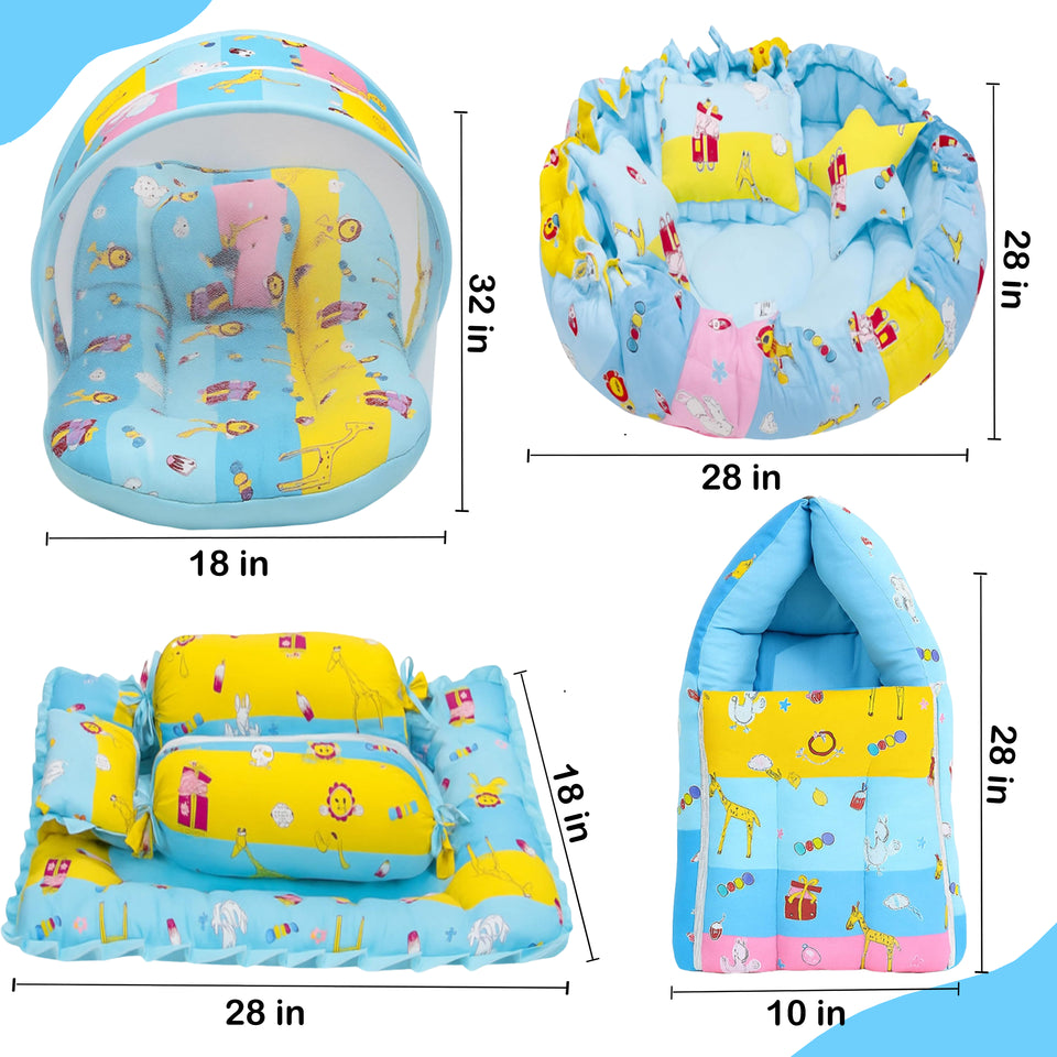 Fareto Complete Bedding Set essentials Combo For Baby (0-6 Months)(Giraffe Blue)(F623)