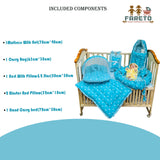 Fareto New Born Baby Full Bedding Set Combo (Crown Blue) (0-6 Months)