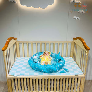 Fareto New Born Baby Full Bedding Set Combo (Crown Blue) (0-6 Months)