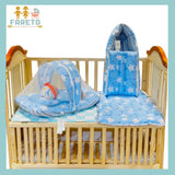 Fareto New Born Baby Premium Quality Mattress with Net | Sleeping Bag | Carry Bed  (0-4 Months)(cloud blue)