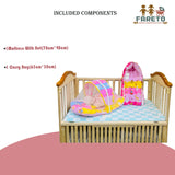 Fareto New Born Baby Premium Quality Mattress with Net & Sleeping Bag & Hand Carry bed(0- 6Months)(Giraffe)