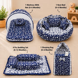 Fareto Complete Bedding Set essentials Combo For Baby (0-6 Months)(Blue star)(F418)