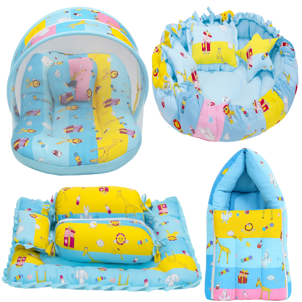 Fareto Complete Bedding Set essentials Combo For Baby (0-6 Months)(Giraffe Blue)