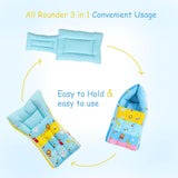 Fareto New Born Baby Premium Quality Mattress with Net | Sleeping Bag | Carry Bed (0-4 Months)(Blue Ziraf)