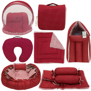 Fareto Baby bedding Essentials 1 Nest | 1 Mattress with net | 1 Carry bed | 1 Bolster set | 1 Carry bag | 1 Portable bed | 1 Feeding pillow | 1 Blanket (0-6M)