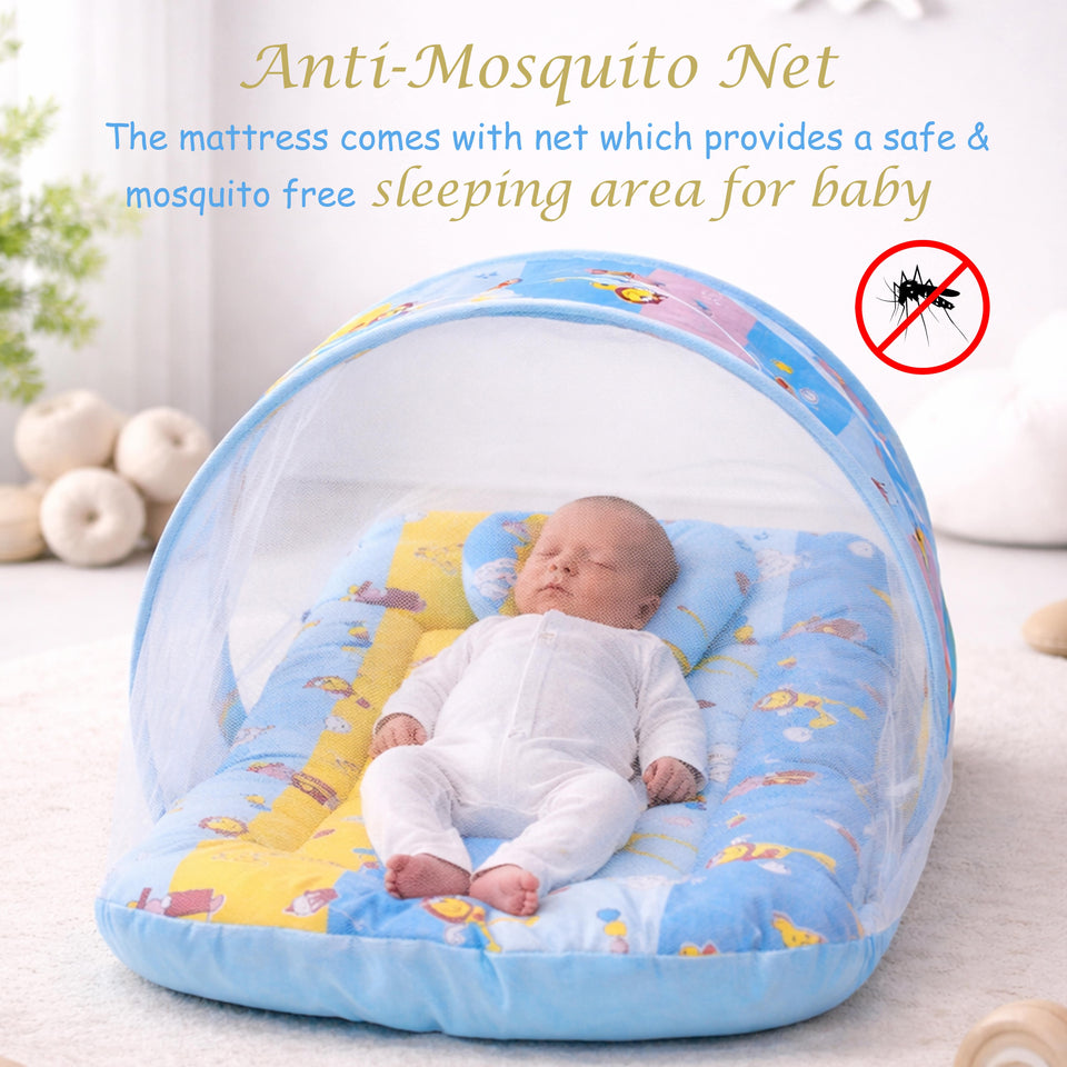 Fareto New Born Baby Premium Quality Mattress With Net, Giffi (0-1 Year)(L:80*B:50CM)(Size-Big)(F605)
