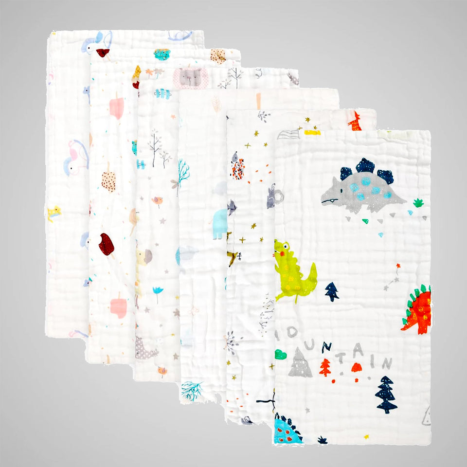 Fareto Baby Muslin Burp Cloths 6 Pack Large 20''x10'' Inchs 100% Cotton Burp Rags Absorbent and Soft 6 Layers Muslin Cloth Baby Essentials for Newborn