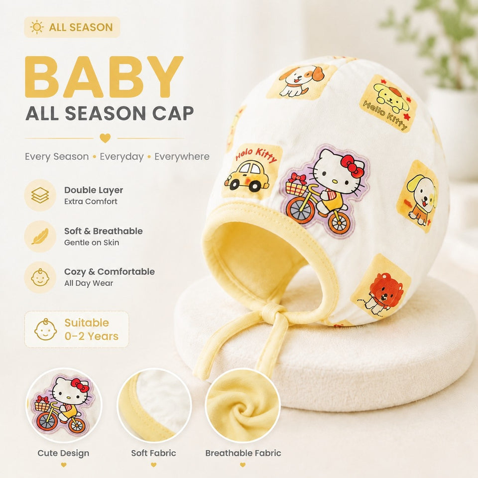 Fareto New Born Baby Boys and Girls Soft Double Layer Cap(Pack of 6)(F466)