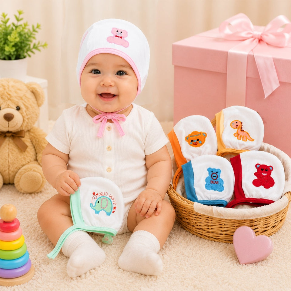 Fareto New Born Baby Boys and Girls Soft Pure Cotton Cap (Pack of 6)(0-1Years)(F497)