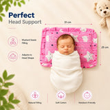 Fareto new born baby super soft cover mustard filling pillow for round head(0-1 YEAR)(F346)