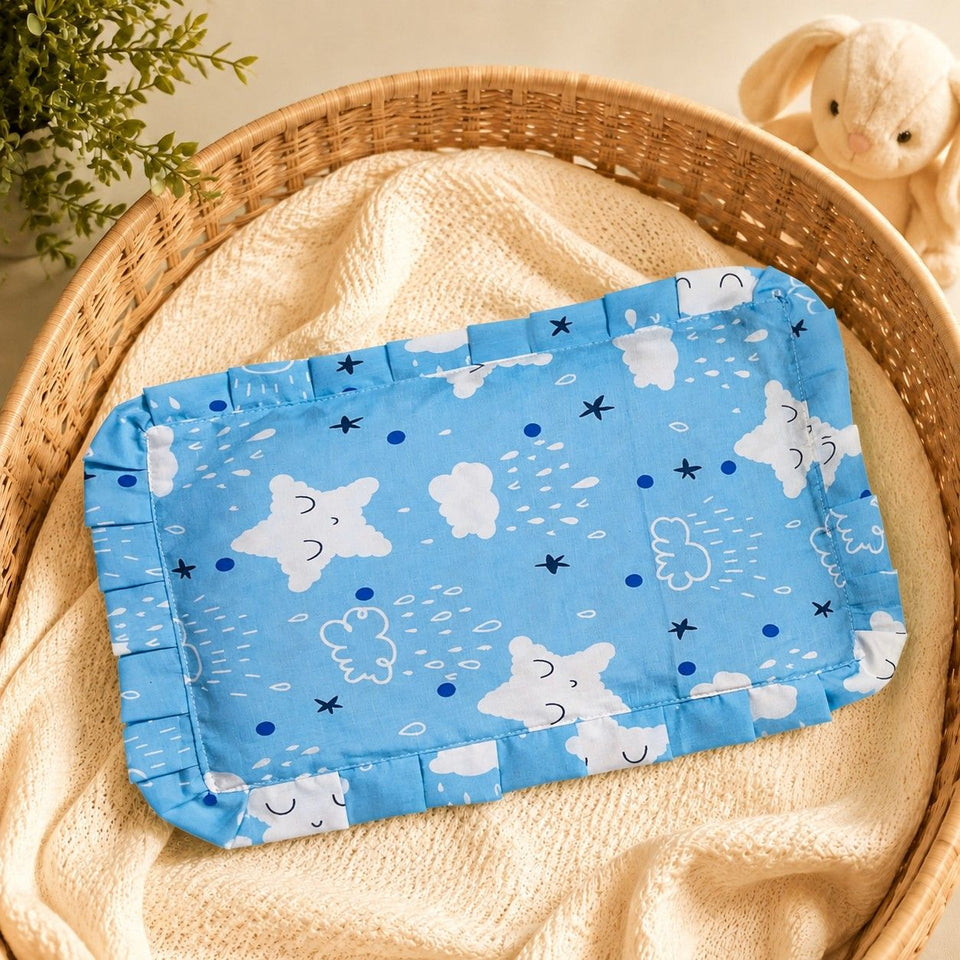 Fareto new born baby super soft cover mustard filling pillow for round head(0-1 YEAR)(F346)