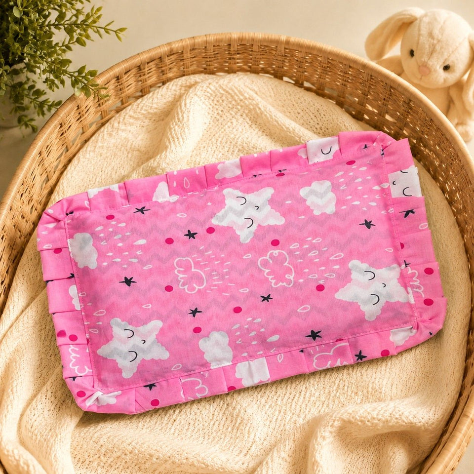 Fareto new born baby super soft cover mustard filling pillow for round head(0-1 YEAR)(F346)