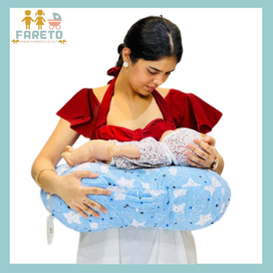 Fareto Baby Feeding Pillow with Detachable Cover Breast Feeding (0-24 Months)(Cloud Blue)