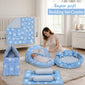 Fareto Complete Bedding Set essentials Combo For Baby (0-6 Months)(cloud blue)(F211)
