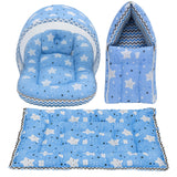 Fareto New Born Baby Premium Quality Mattress with Net | Sleeping Bag | Carry Bed  (0-4 Months)(cloud blue)