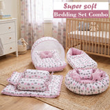 Fareto Complete Bedding Set essentials Combo For Baby (0-6 Months)(Cloud Line Lavender)(F259)