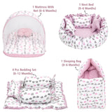 Fareto Complete Bedding Set essentials Combo For Baby (0-6 Months)(Cloud Line Lavender)(F259)