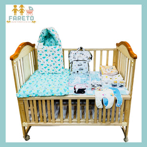 Fareto New Born Baby Premium Summer Essentials 54 In 1 Hospital Combo (0-6 Months)