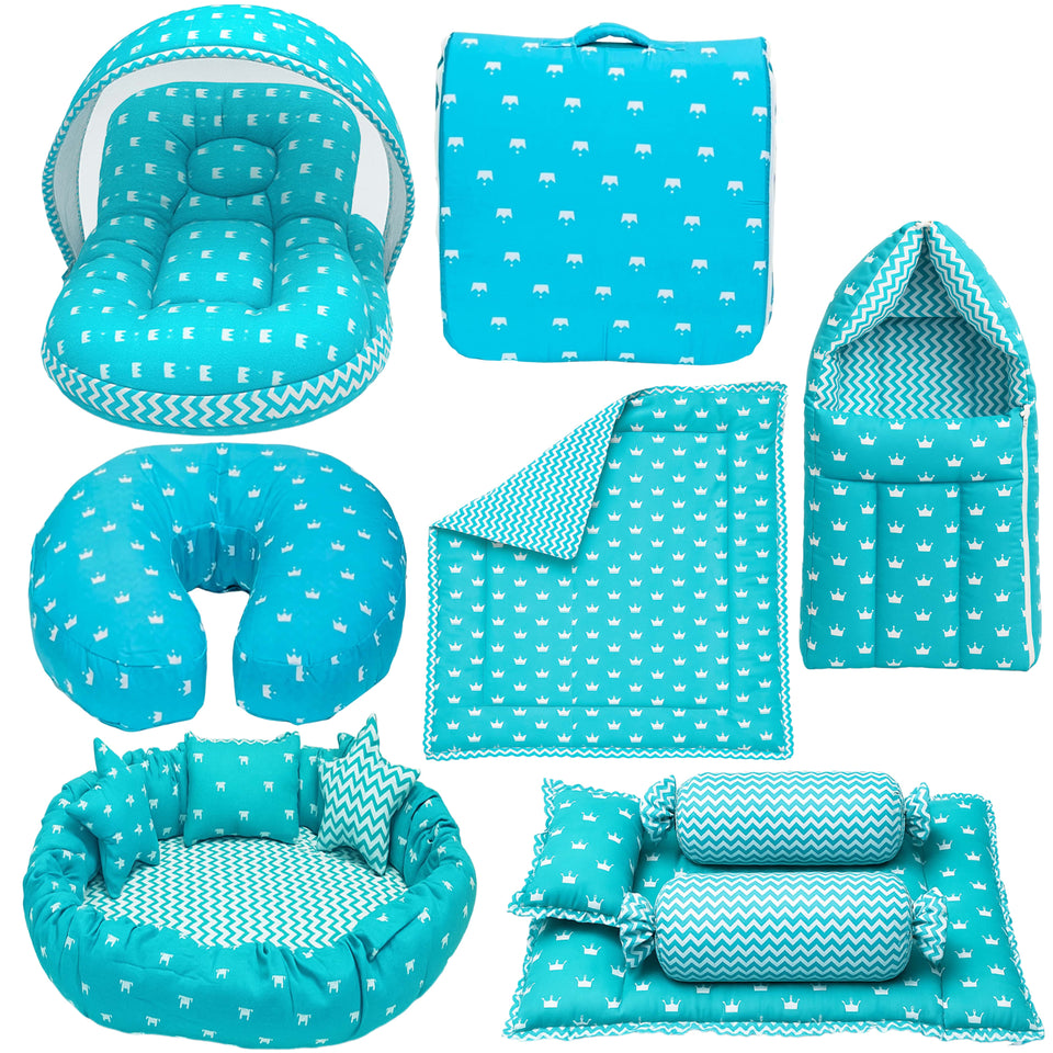 Fareto Baby bedding Essentials 1 Nest | 1 Mattress with net | 1 Carry bed | 1 Bolster set | 1 Carry bag | 1 Portable bed | 1 Feeding pillow | 1 Blanket (0-6M)