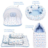 Fareto Complete Bedding Set essentials Combo For Baby (0-6 Months)(Cloud Line Blue)(F260)
