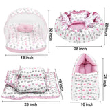 Fareto Complete Bedding Set essentials Combo For Baby (0-6 Months)(Cloud Line Pink)(F261)